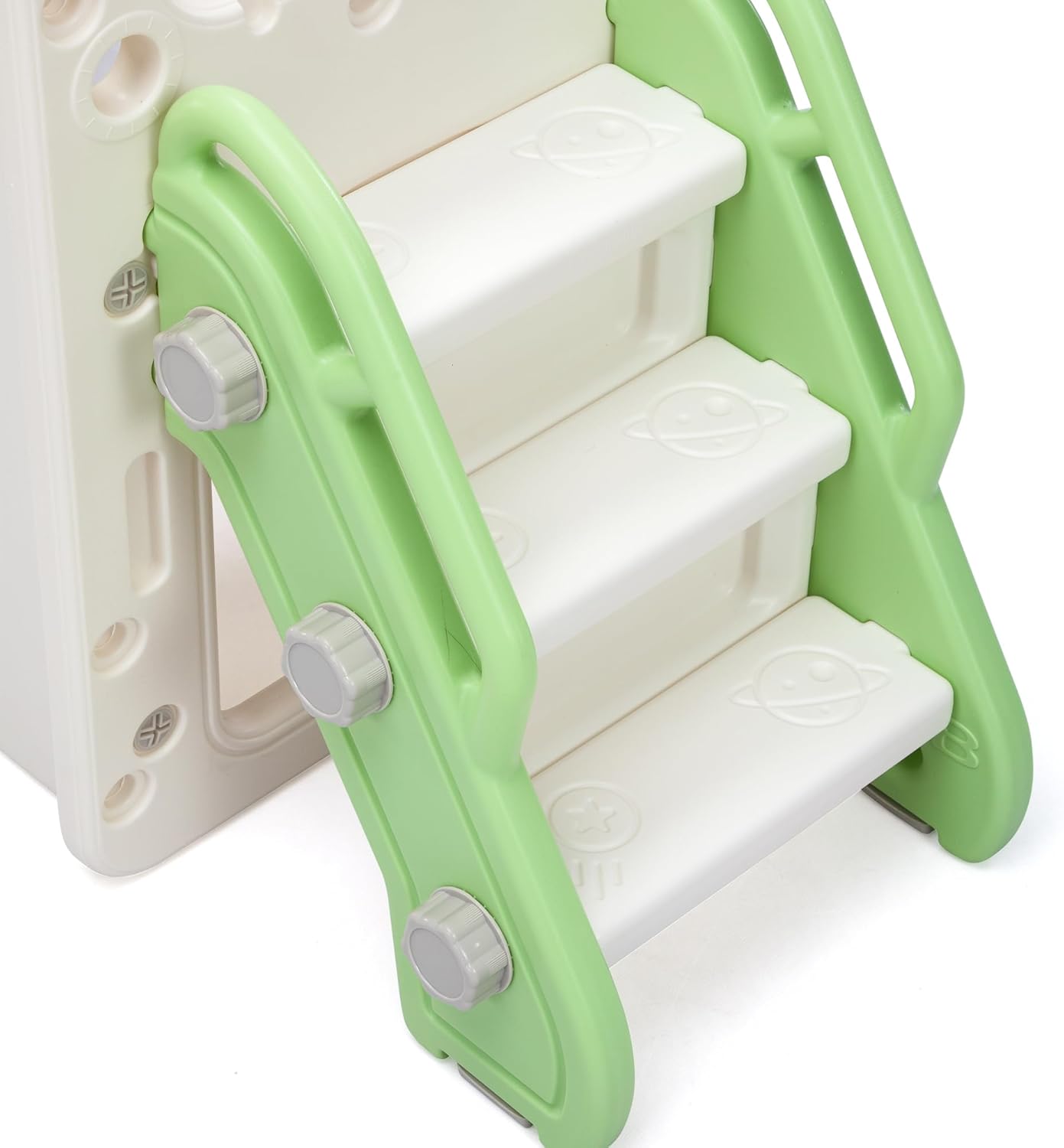 NYEEKOY 8-in-1 Toddler Slide and Climber Playset, Kids Slide Playground with Stairs, Tunnel, Telescope, Storage, Basketball Hoop and Ball, Indoor Outdoor, 1-3 Years Old, Green