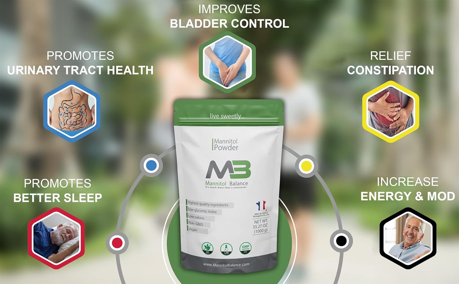 The Original Mannitol Balance - 1kg (2.2 lbs) Mannitol Powder - Natural Sugar Alternative Sweetener - Pure, Healthy, GMO-Free, Vegan - Low Calorie & Glycemic Index Supplemen