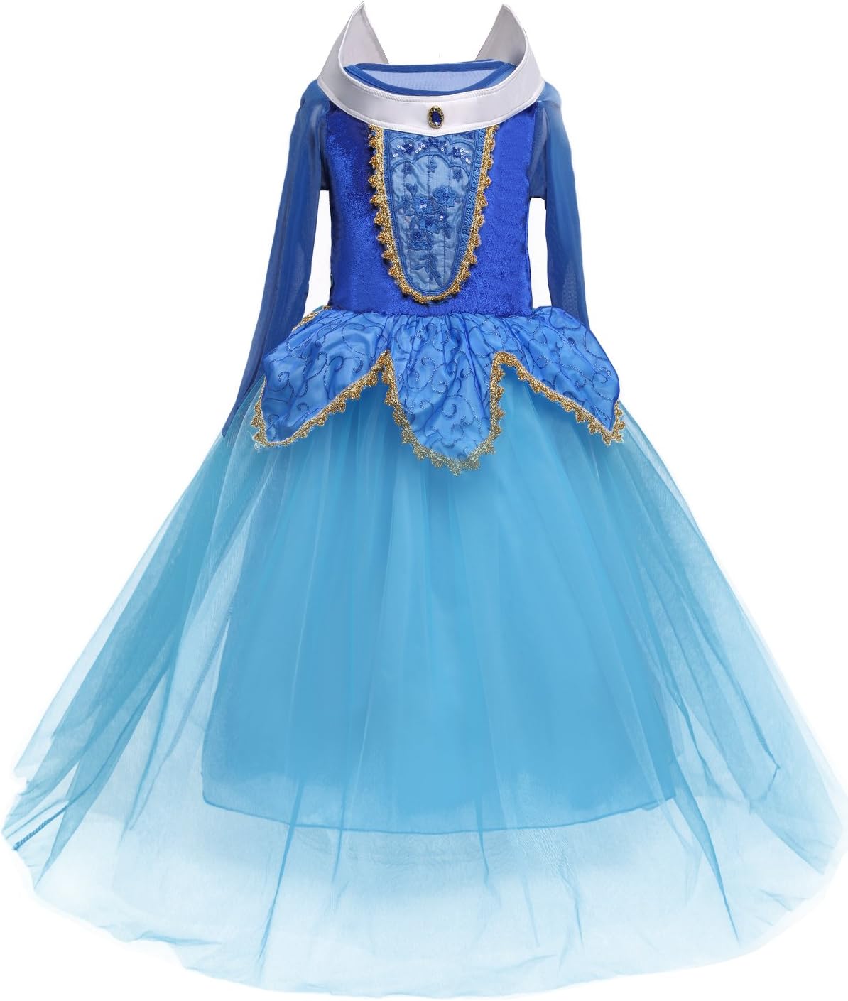 HNXDYY Princess Dress Girls Party Fancy Costume Size (140) 6-7 Years Blue