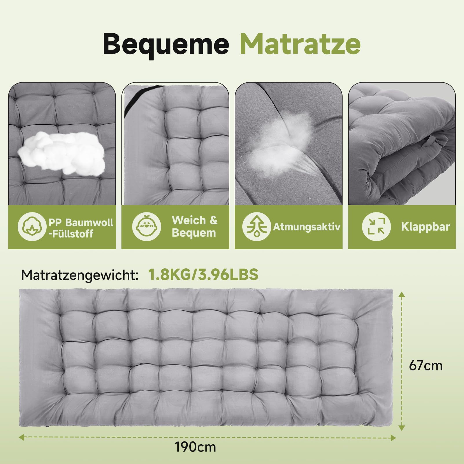 Warmiehomy Cama plegable XXL con colchón para adultos, cama de invitados plegable, extra ancha, resistente, cama de camping con bolsillo lateral, bolsa de transporte, camas para exteriores, camping