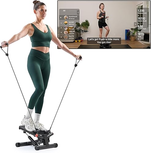 Miniatura 11 de Sunny Health & Fitness Mini Stepper para ejercicio en casa, máquina de entrenamiento tipo escalera con banda de resistencia y capacidad de peso de
