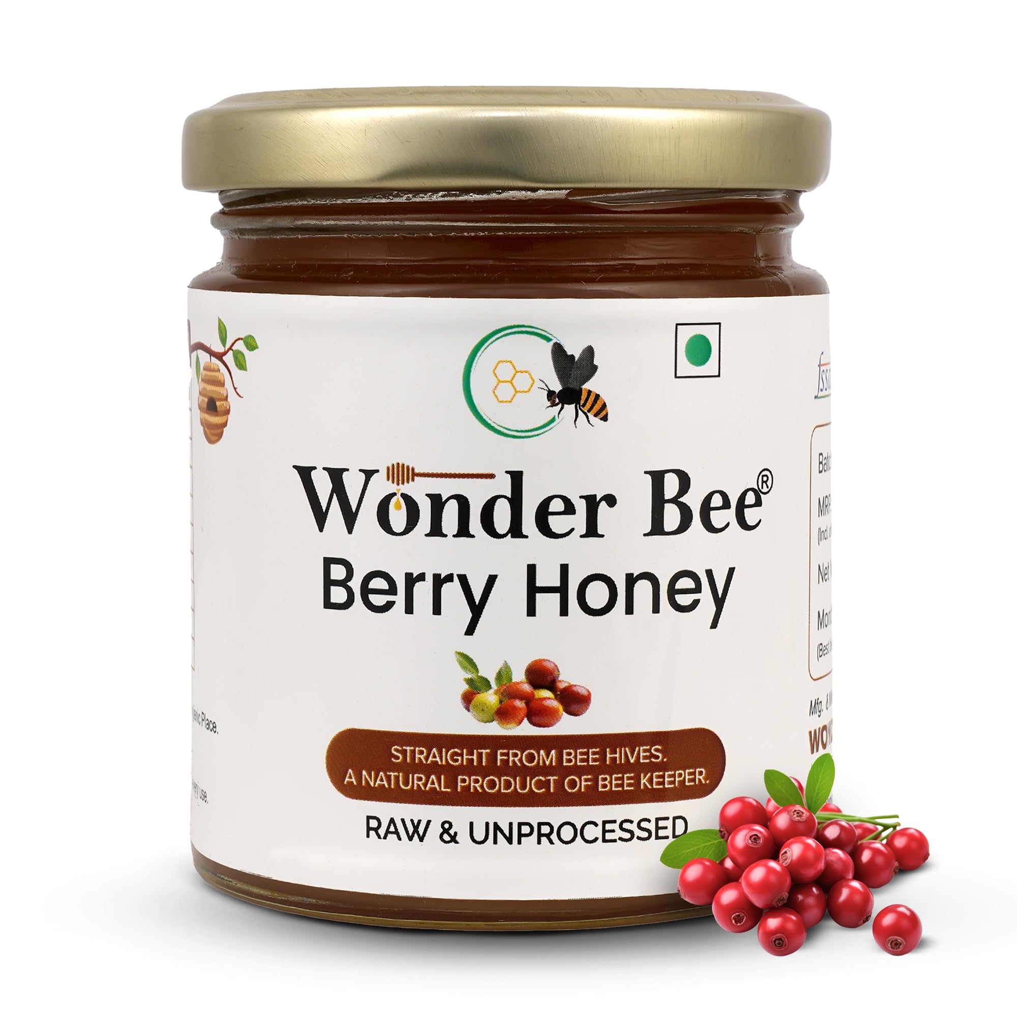 Wonder Bee Organic Honey –Honey | 100% Pure, Raw, Unprocessed, & Natural | Straight from the Beehive | Unpasteurised Honey | Supports Wellness & Weight Loss (250, BERRY)-image-13
