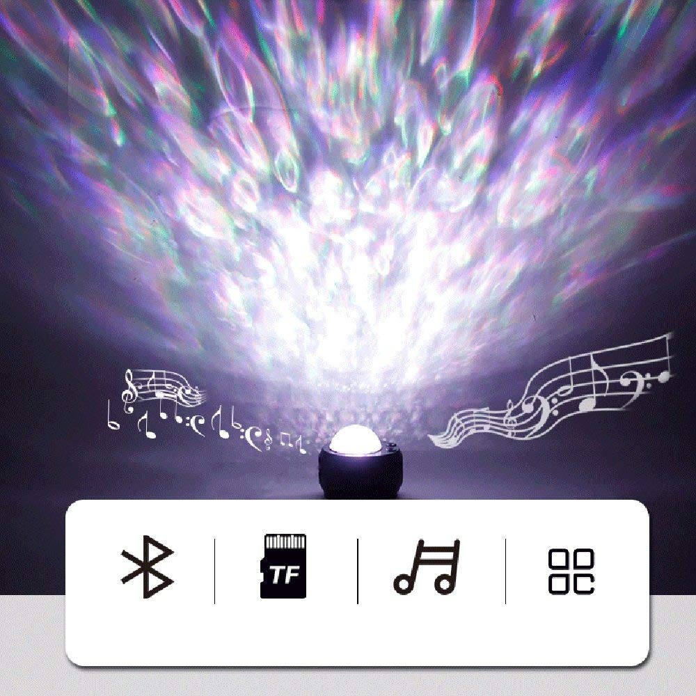 Proyector de Estrellas LED Y Musica,Star Projector Night Light,con Control Remoto y Altavoz de MúSica Bluetooth,Lampara Estrellas Proyector Niños,White