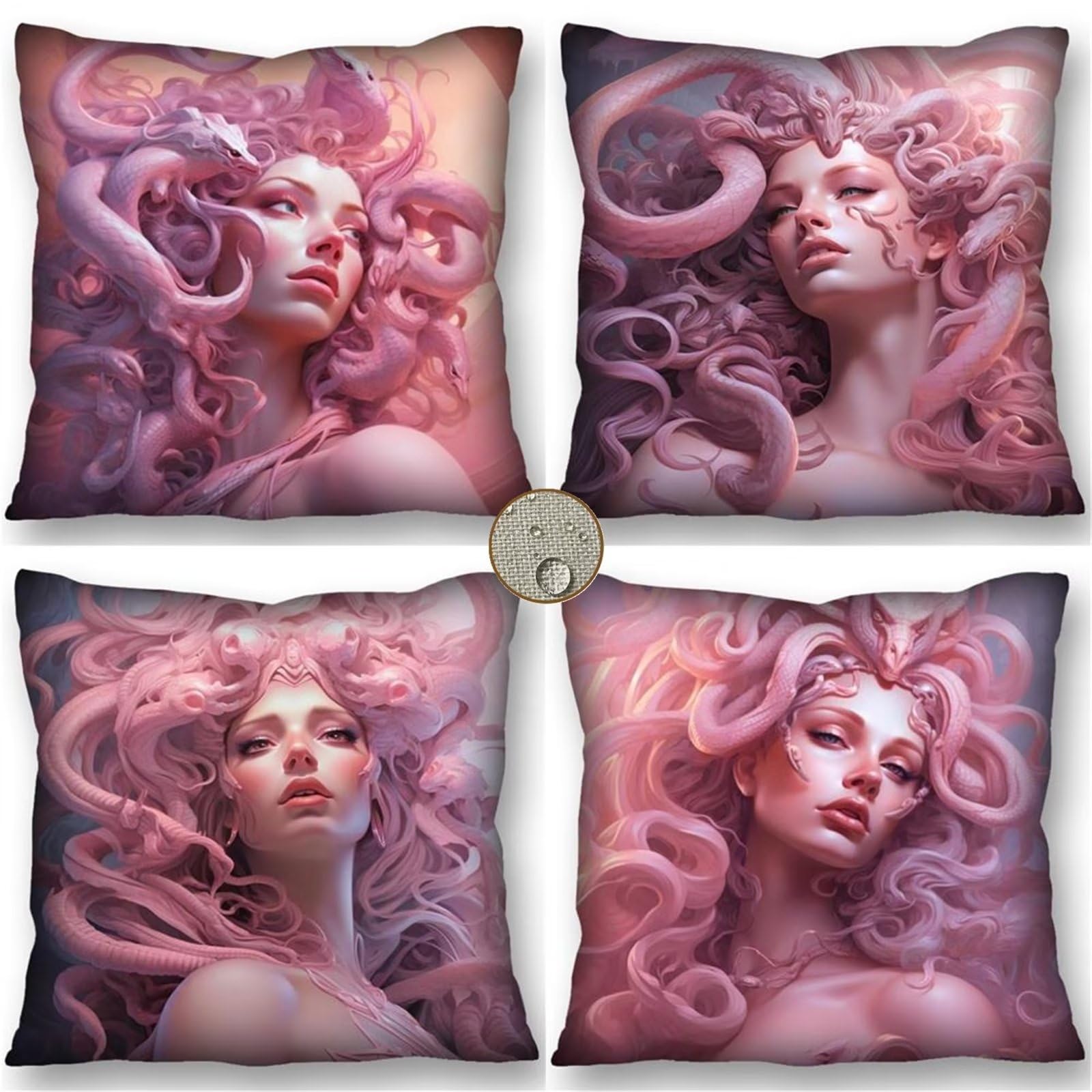 Juego de 4 Funda Cojín 70x70 cm Moderno Rosa - Hada Cojines Exterior Jardín 45x45 para Sofá, Cojines Impermeables Exterior Lino para Patio al Aire Libre, Decoración de Casa de Campo y Sala de Estar.