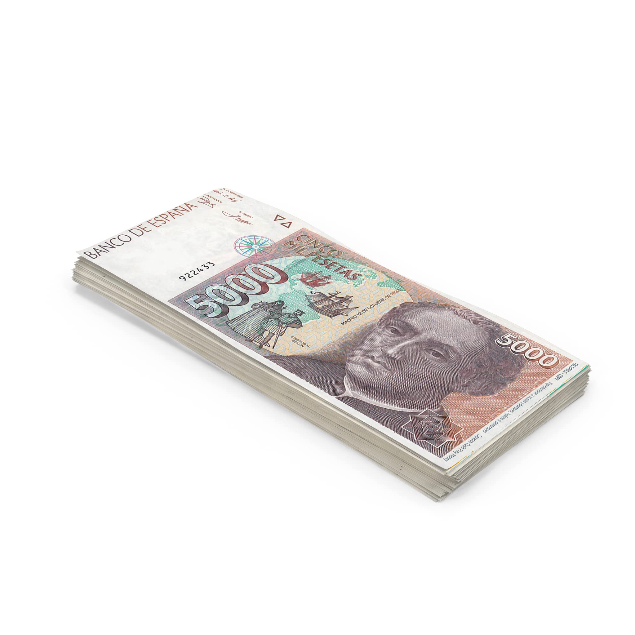 Scratch Cash 100 x ₧ 5.000 Pesetas Dinero para Jugar (Tamaño Real)