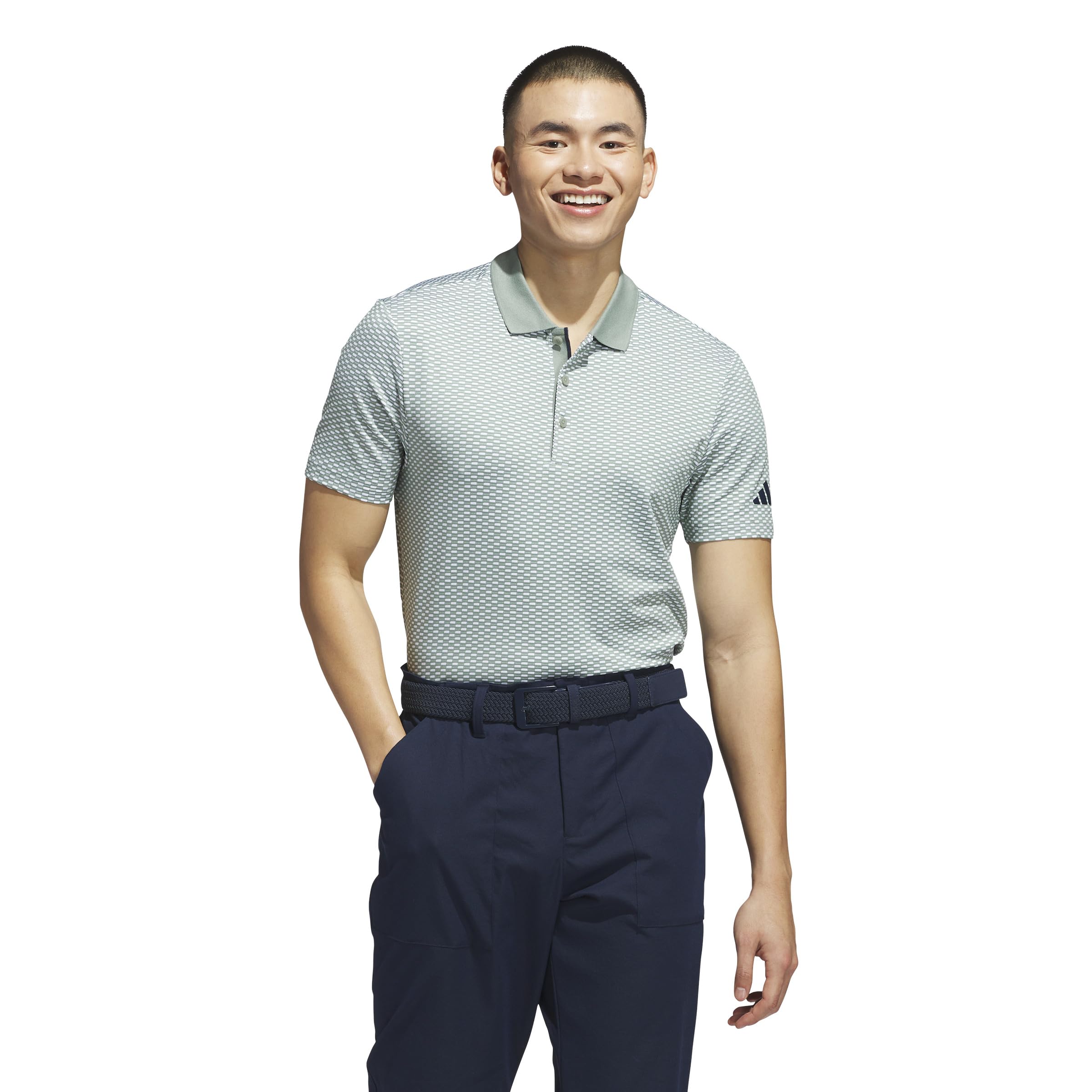 adidas Men's Beyond Textured Polo Shirt, Silver Green 23, Medium