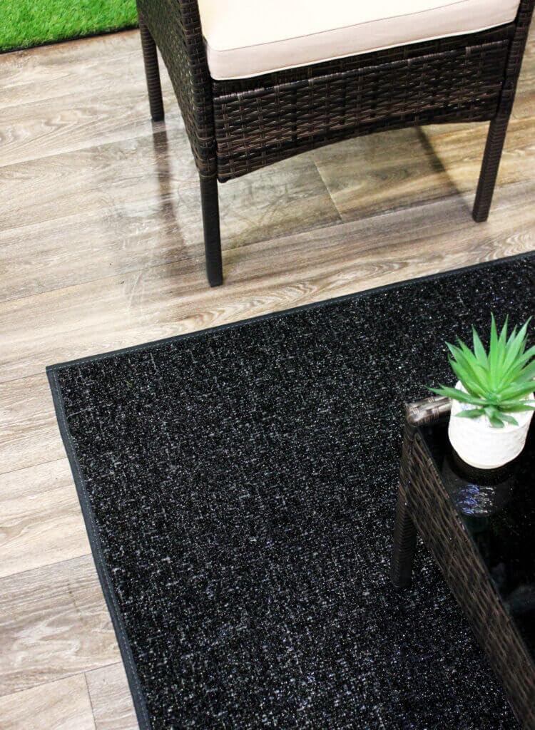 KOECKRITZ Outdoor Artificial Grass Turf Area Rugs | Black Fake Floor Grass Carpet for Garage, Work Space, Patio, Deck, Pool Area | Non Slip Deck Mat for Home and Commercial Use - 5'x6'