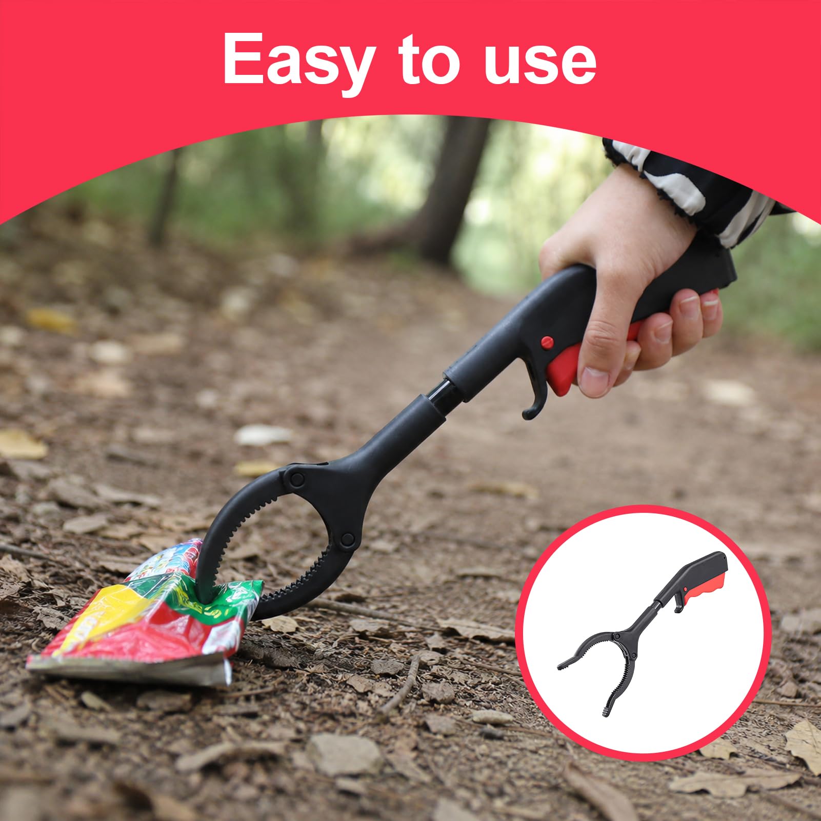 csncis 2 Stück Müllzange Kinder, Greifzange Kinder, Müllgreifer Kinder,30cm Greifer Für Senioren, Müllsammelzange, Kurze Müllzange Für Recycling, Garten, Hof Garten