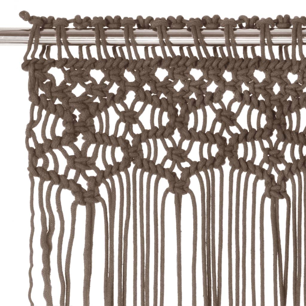 Rideau en macramé Taupe 140x240 cm Coton et Polyester Lavable Rideau Voilage tamisant Panneau décoratif pour Salon Chambre Bureau séparation intérieur