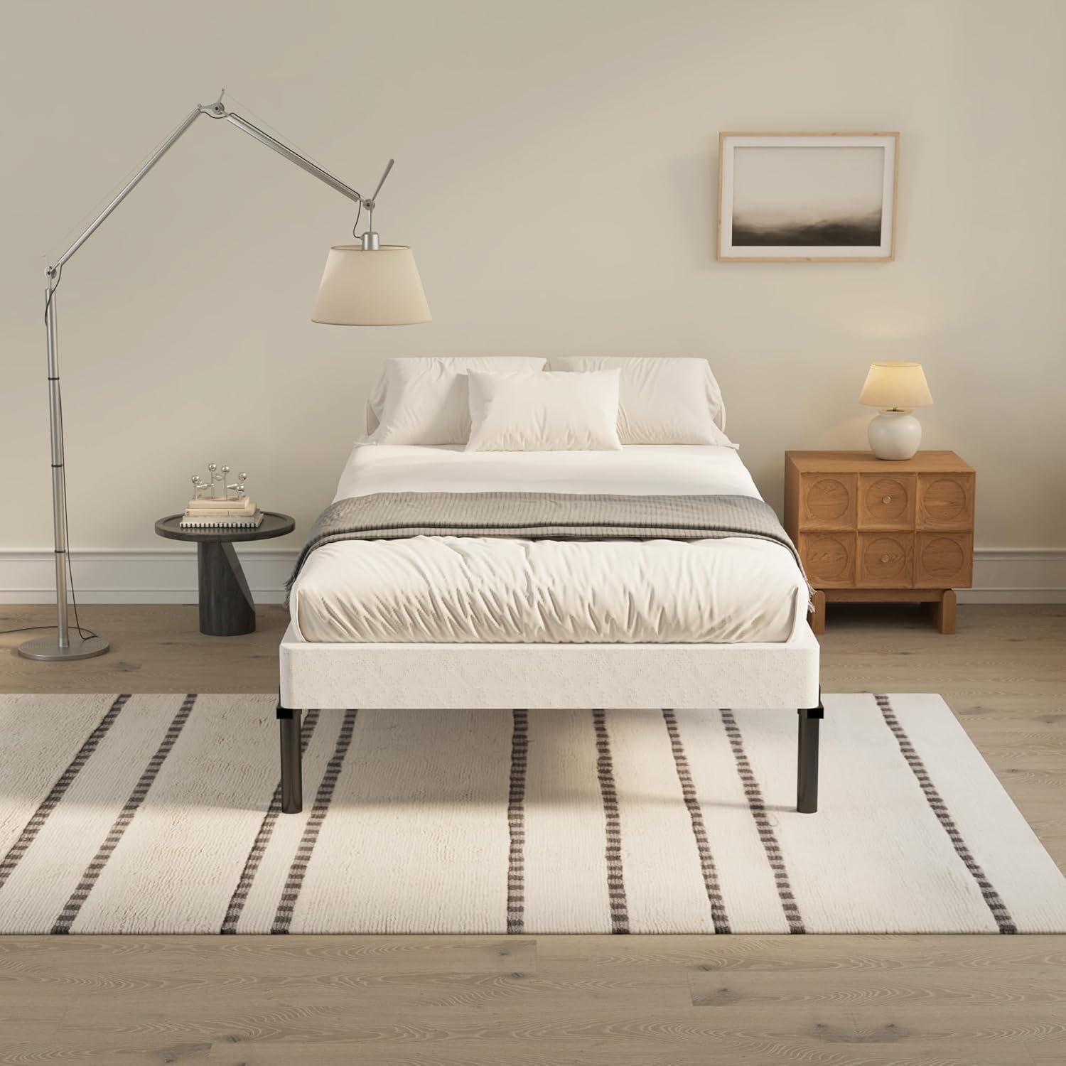 Box Spring for Twin Bed 4 Inch - Heavy Duty Metal Mattress Foundation with Easy Clean Cover,Metal Low Profile Twin Box Spring Only,Noise Free,Easy Assembly