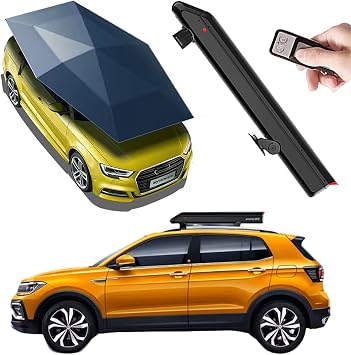 Folding Car Cover Fully Automatic Car Umbrella Tent 3800 * 2800MM with Storage Box, Without Roof RailsCustomized Hail Protection UV Car Awning, Removable Battery,Blue