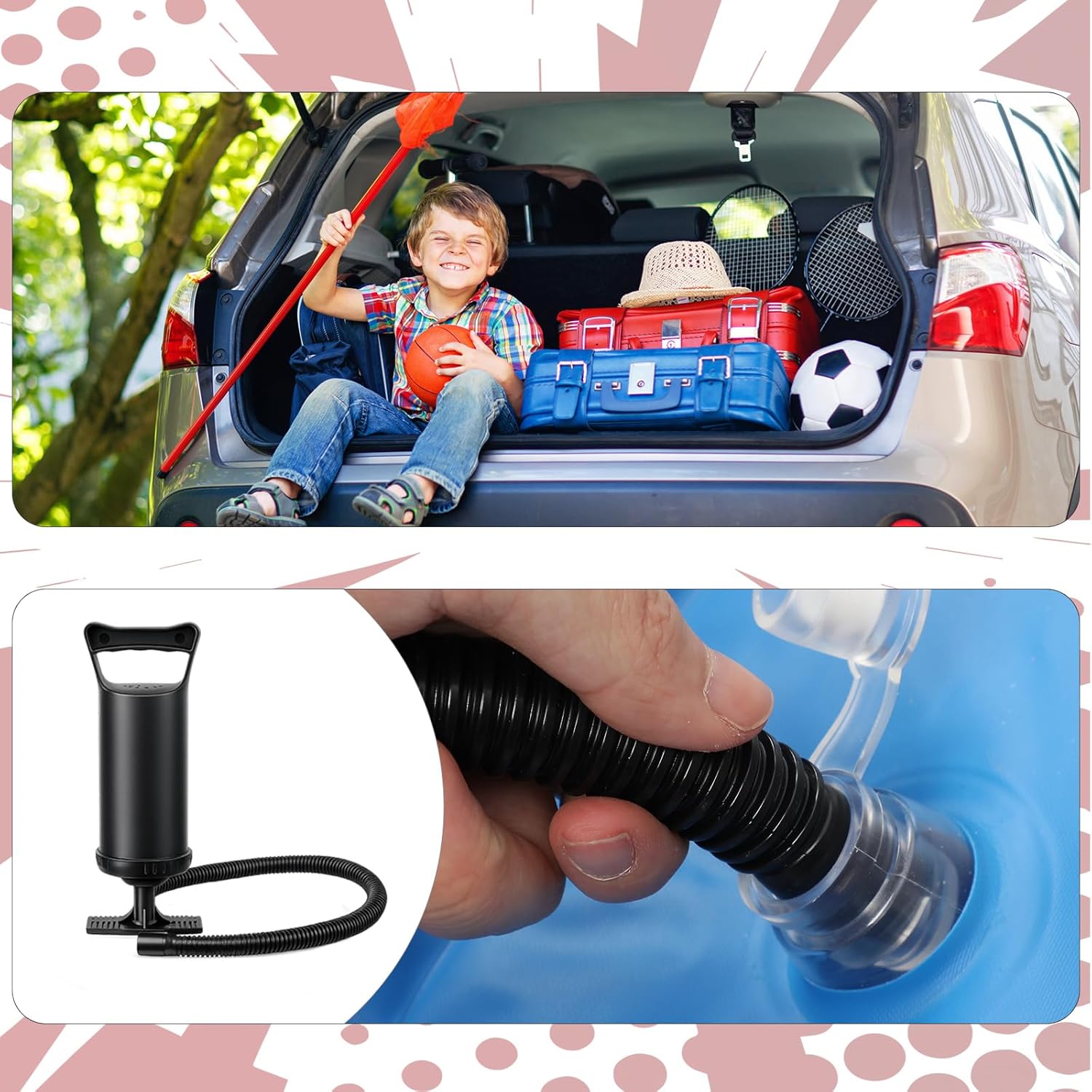 Kathfly Spider Theme Inflatable Toddler Travel Bed 64" Portable Toddler Air Mattress with Hand Pump Spider Party Decoration Blow up Mattress for Kids Camping Traveling Hotel Home Movie Nights