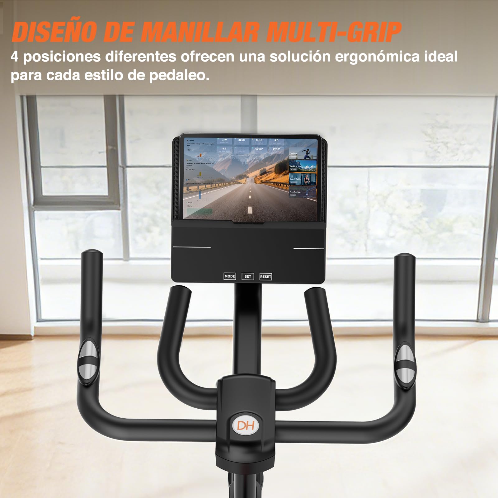 DH FitLife Bicicleta Estática para Casa 2026, Silenciosa con Resistencia Magnética, Freno de Emergencia, Ajustable 150–195 cm, Pulsómetro, APP y Monitor para Cardio en Casa | APP & Sensor de Pulso|Manillar Multi-Posiciones|Sillín Ajustable|Freno de Emerge