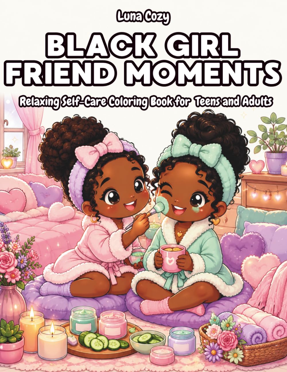 Black Girl Moments Coloring Book: A Cozy Coloring Book for Adults Featuring Friendship, Relaxation, and Beautiful Black Girl Scenes