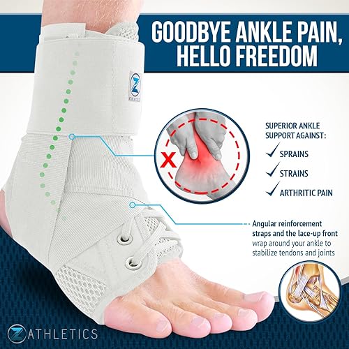 Miniatura 5 de Z ATHLETICS Zenith Tobillera, soporte ajustable con cordones, para correr, baloncesto, recuperación de lesiones, esguince. Soporte de tobillo para