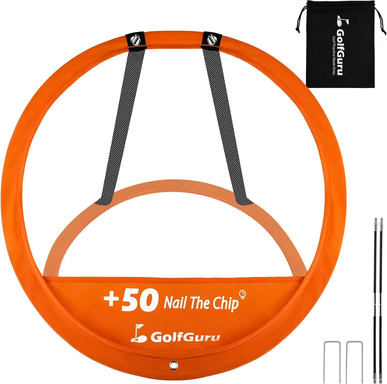 Golfguru Golf Chipping Net, Golf Practice Chipping Net and Foldable Mat with 12 Balls, 4 Tees & Carry Bag, Chipping Game for Adults Indoor Outdoor,