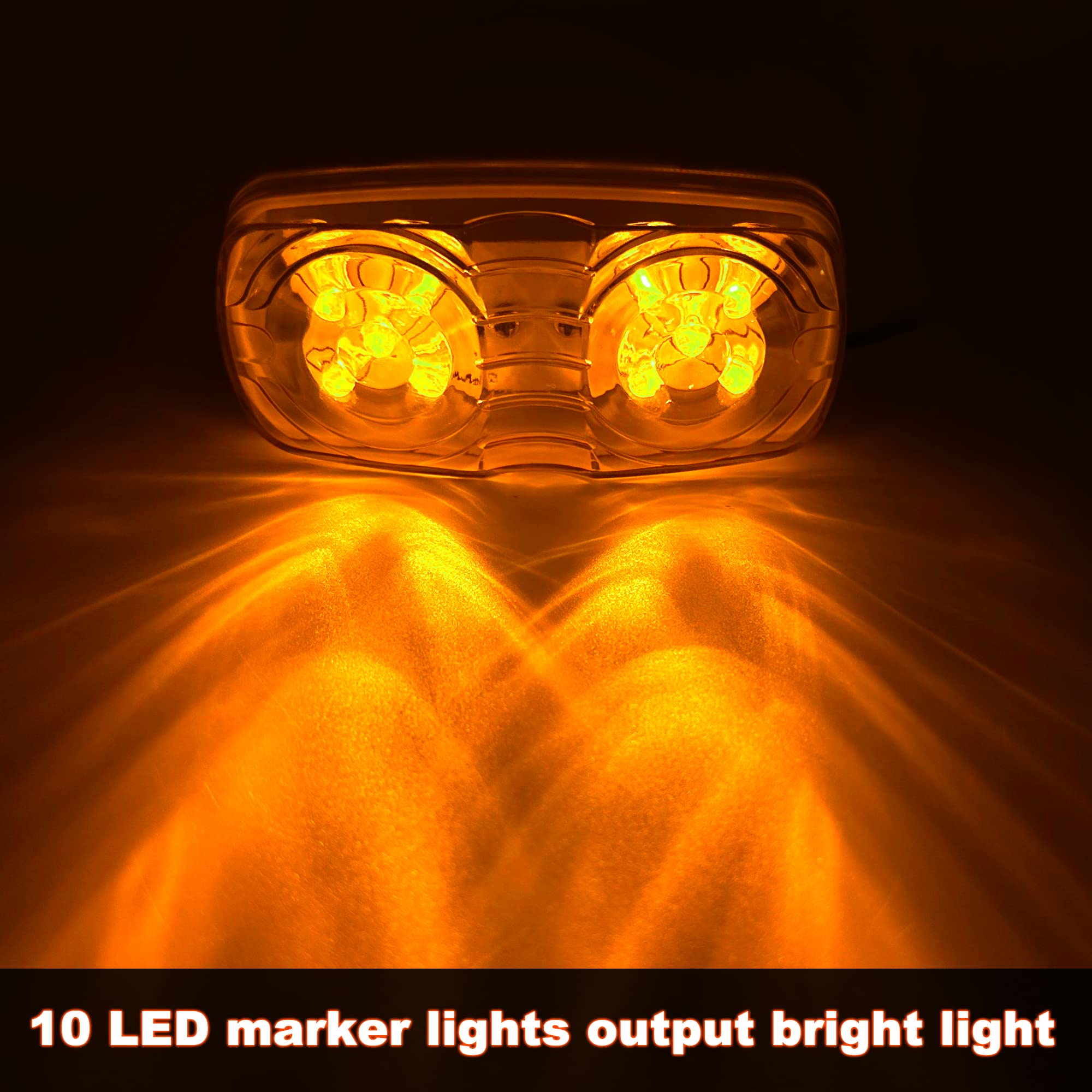 FOUFLY 8-Pack 12V LED Trailer Side Marker Lights - Amber, Waterproof, 10 LEDs Each (Clearance/Running Lights)