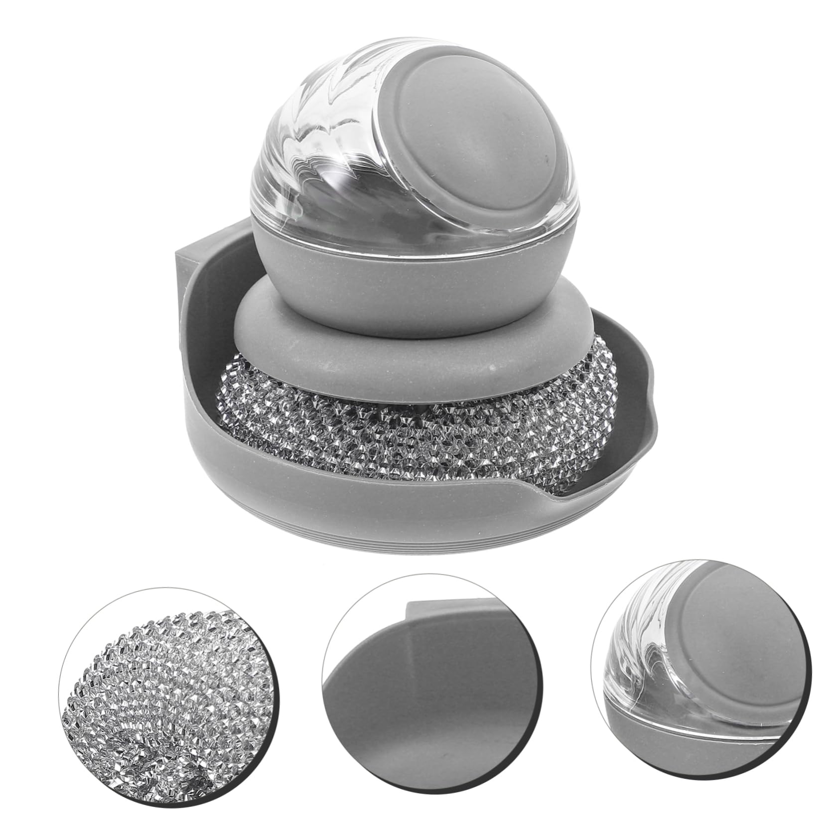 Cabilock 4 Juegos Cepillo De Bolas Fregadora De Cocina Émbolos Wok Jabón para Platos Limpieza Accesorios De Cocina Hundir Cepillo para Platos con Mango Lavar Platos Cacerola Páginas Grey