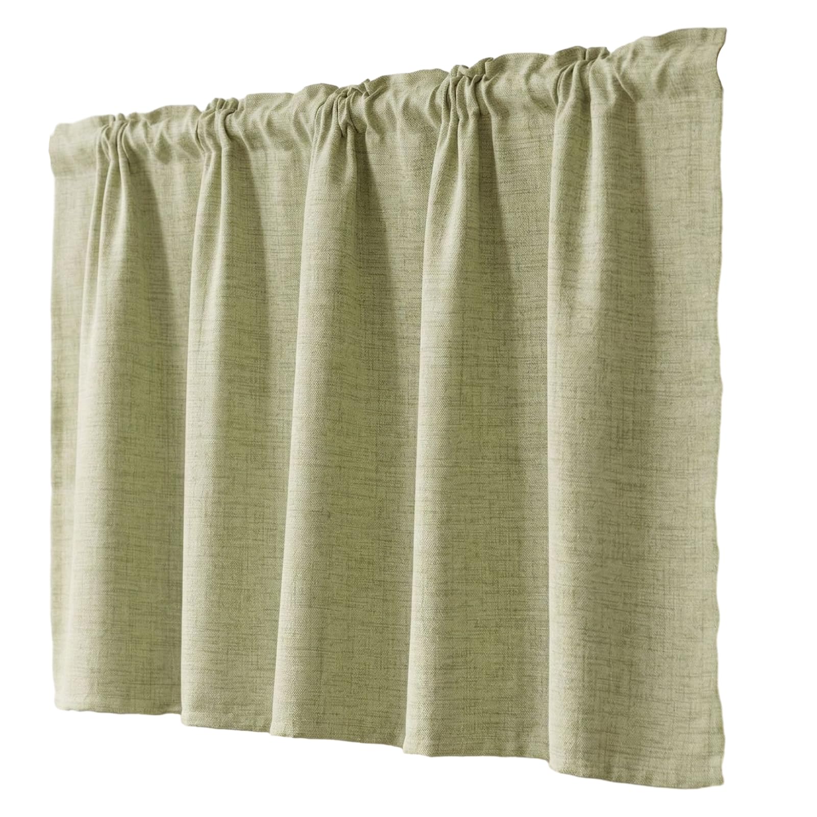 bayicie Linen Short Curtain for Kitchen, Semi Sheer Valance for Small Window, Kitchen Curtain for Pantry Door Yellow Green L