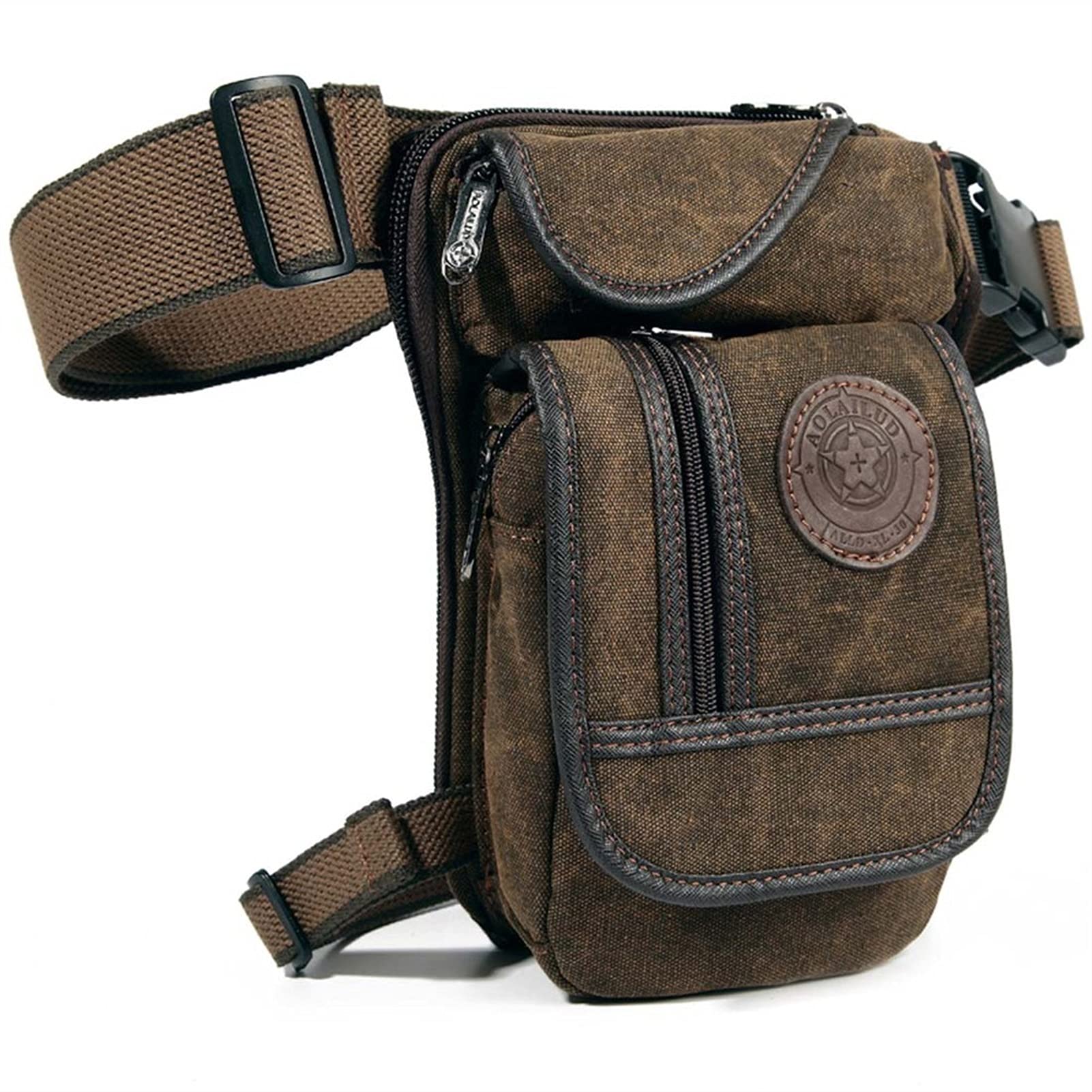 Sacoche De Jambe En Toile Pour Moto – Sac Cuisse Avec Ceinture Réglable, Pour Hommes, équitation, Rando, Voyage, Noir