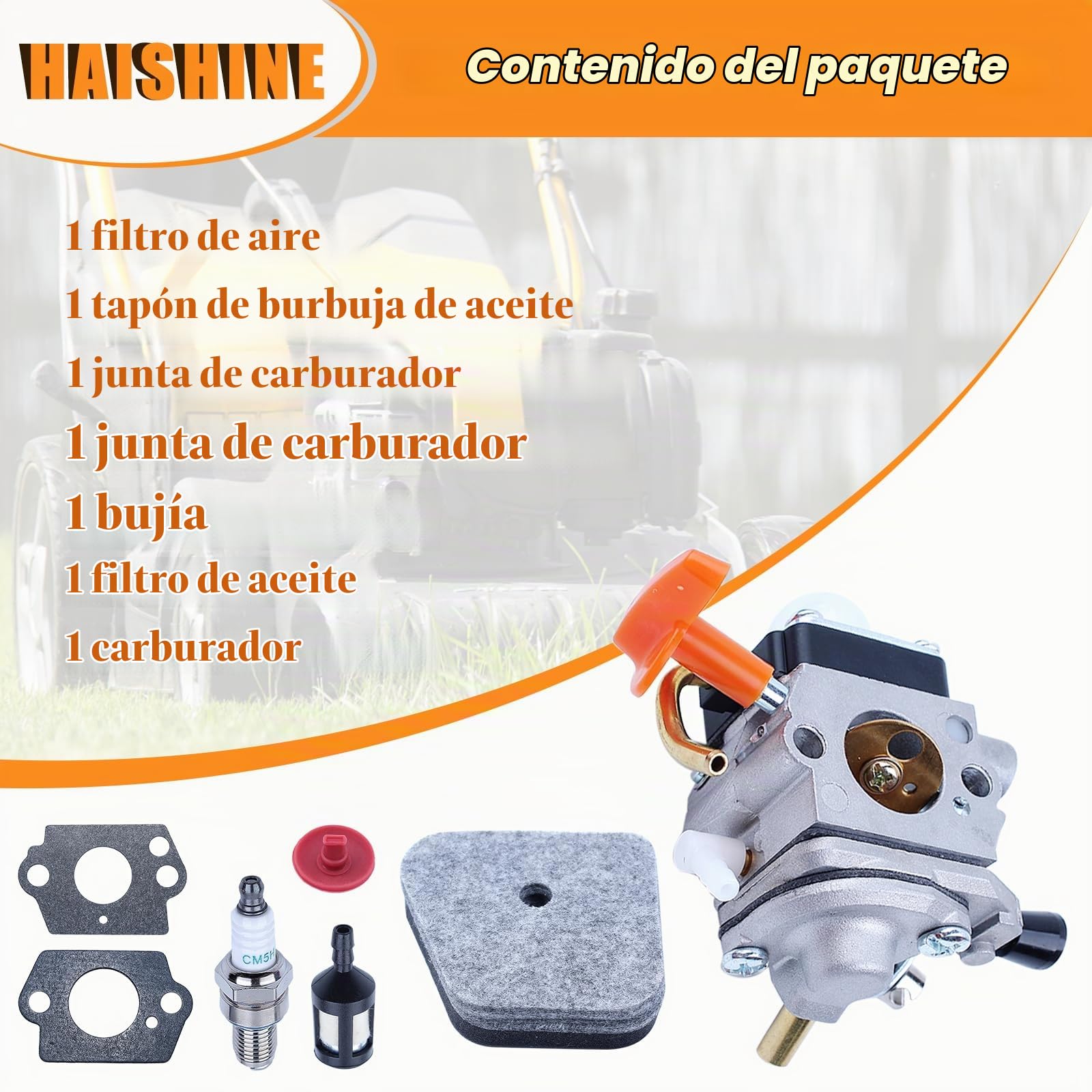 C1Q-S174 Carburador para Stihl FS90 FS90 R FS87 FS87R FS100 FS110 FS110R para Modelo FS FC KM Cortacésped Serie con Bujía+Filtro de Aire+Filtro de Aceite