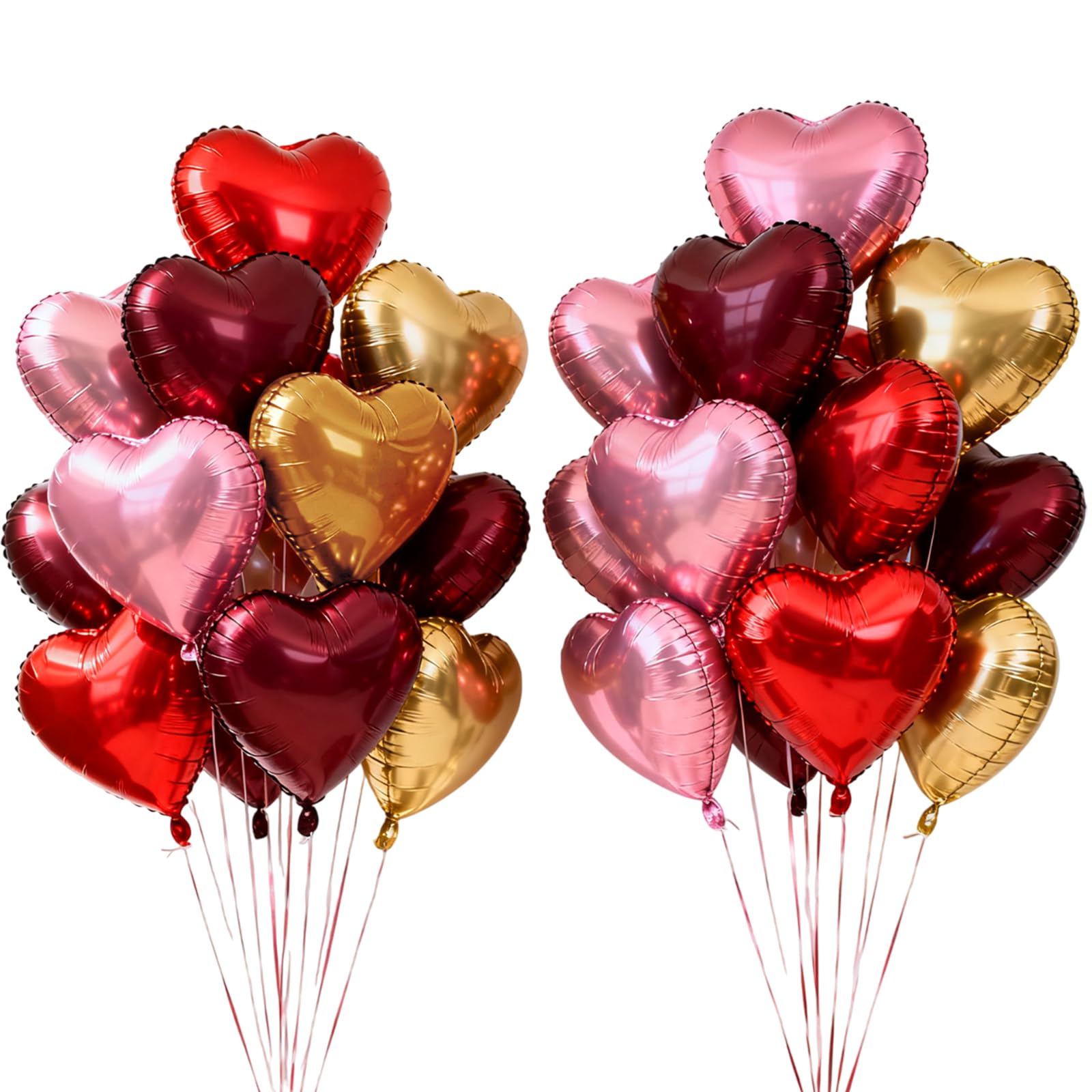 24 Pcs Red Heart Balloons 18 Inch, Red Foil Helium Balloons, Foil Helium, Heart Shaped, Suitable for Decorating Birthday Parties, Engagement Parties, Weddings, Valentine's Day and Other Festivals