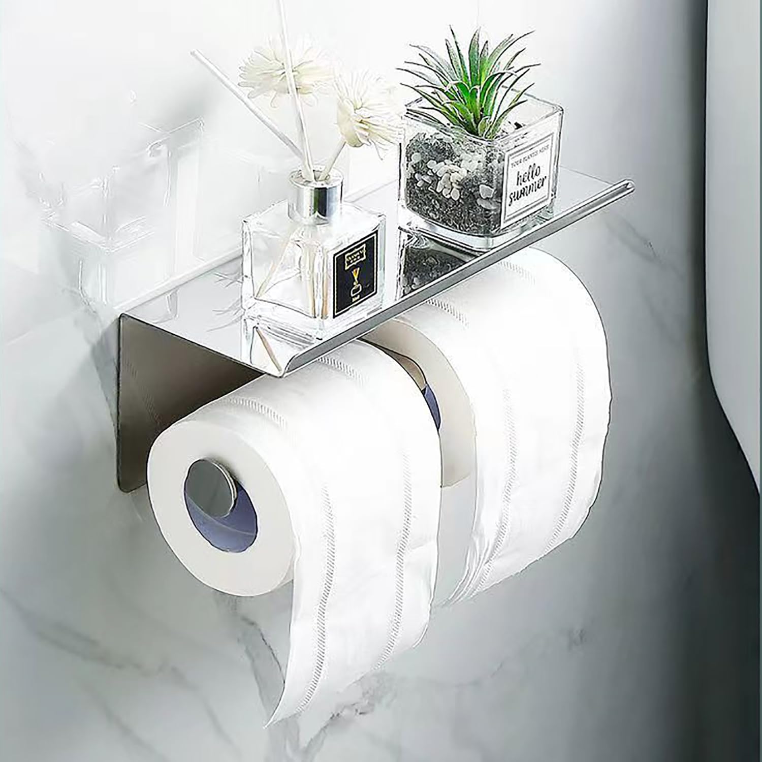 Litinliv Toilettenpapierhalter Edelstahl – Mit Telefonablage, Wandmontiert, Grau, Rostfrei