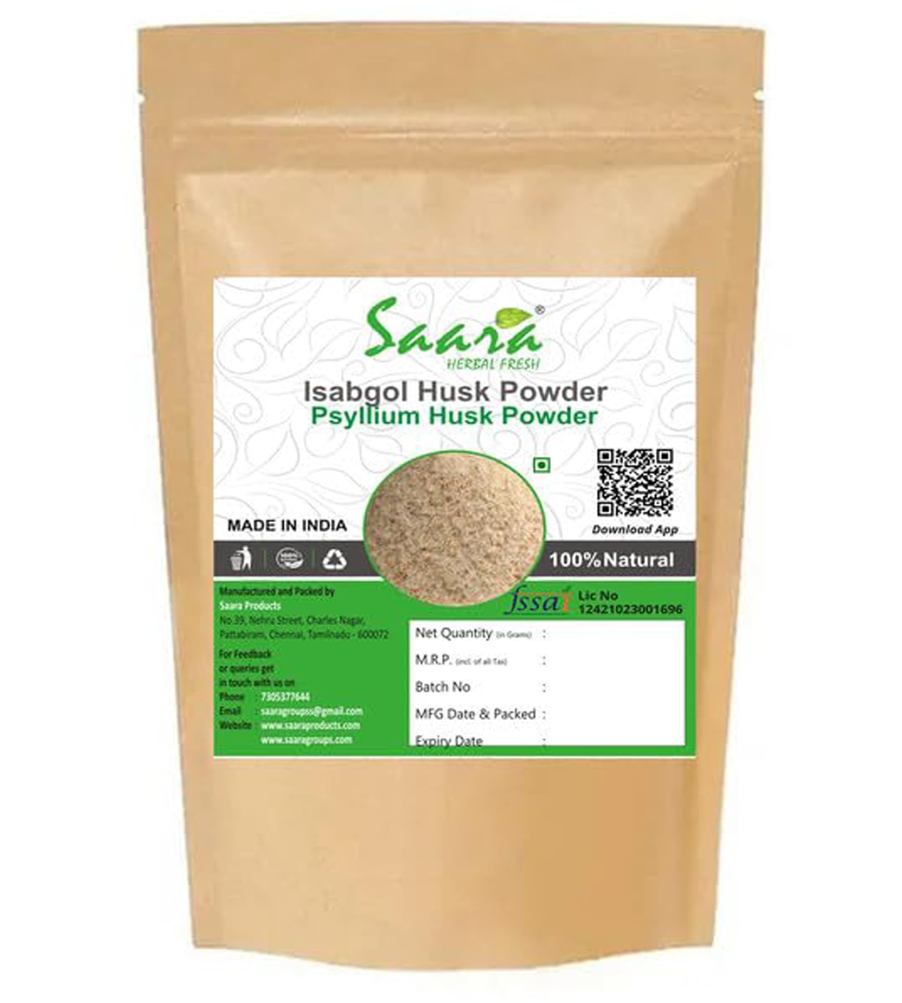 Saara HERBAL FRESH Isabgol Husk Powder,50g, Psyllium Husk Powder, Effectively Relieves Constipation, Fibre Supplement For Digestion(Pack of 1 X 50gm) (B0CF53K3BH) Amazon Price History, Amazon Price Tracker