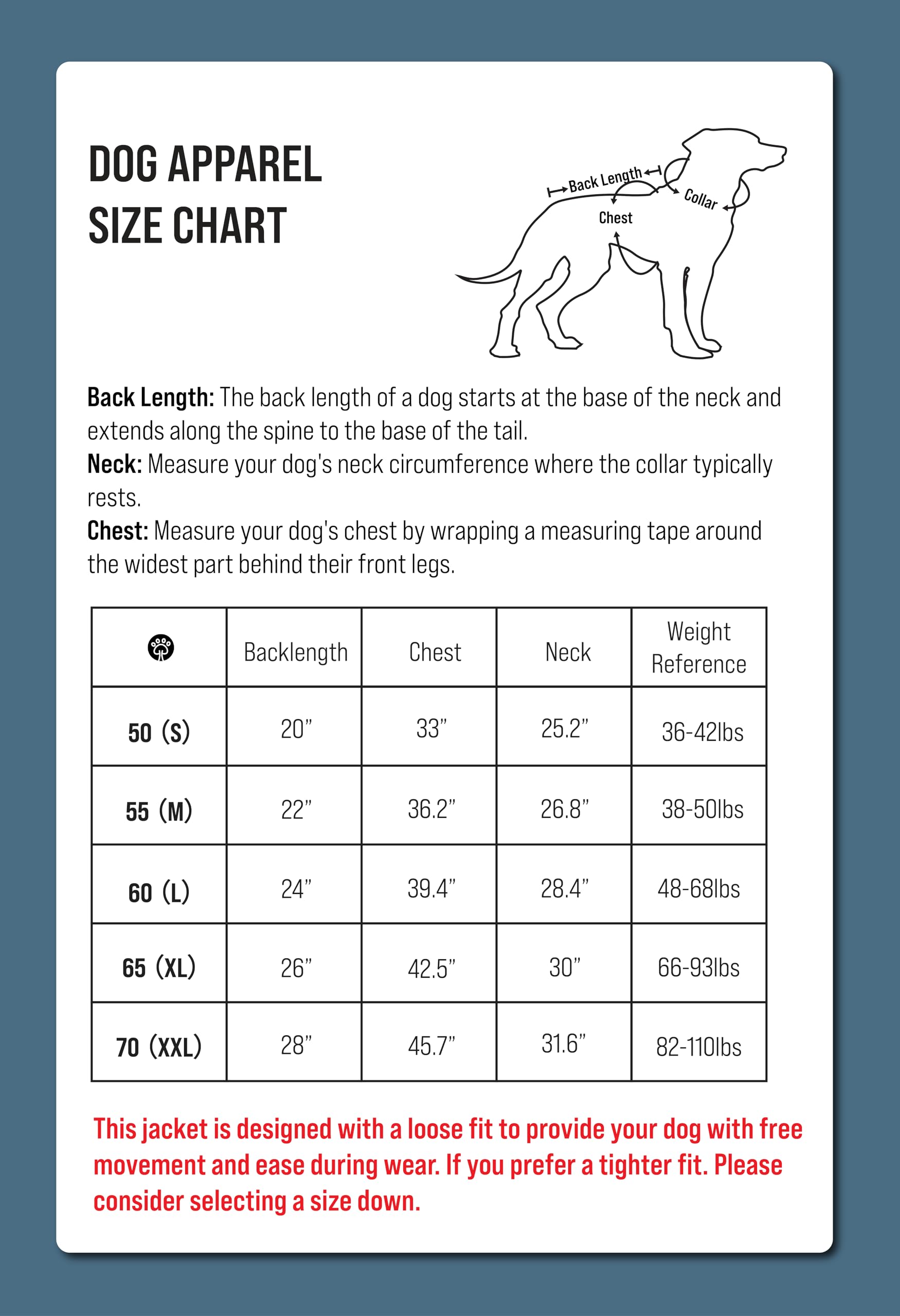 Chaqueta impermeable para perro Midnight Forest, ligera, ajustable y plegable, impermeable ideal para senderismo y mochileros, impermeable, con capucha plegable, perros medianos 50 (S)