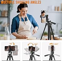 Vista 5 de Luswemi - Trípode para teléfono y cámara de 53 pulgadas con control remoto y soporte, trípode portátil para teléfono celular compatible con iPhone
