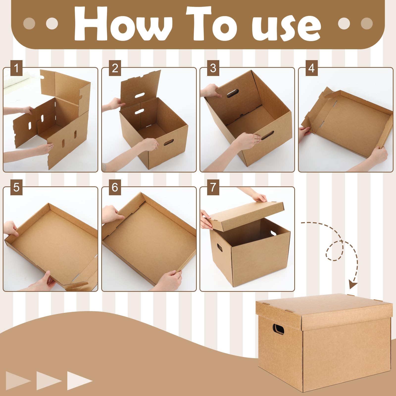 5 scatole per archiviazione senza acidi, 38 x 30 x 25 cm, senza acidi, cartone ondulato, per conservare documenti, riviste, foto, carte, stampe (Kraft)