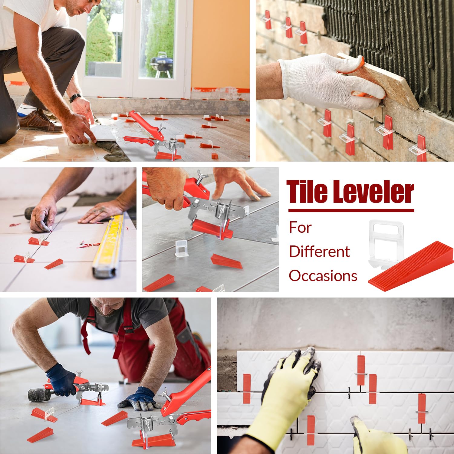 Sistema de nivelación de azulejos (B: 700 piezas x 1,5 mm), 600 espaciadores Plus, 100 cuñas de azulejos para azulejos de pared y suelo utilizados para nivelar azulejos para lechada de patio