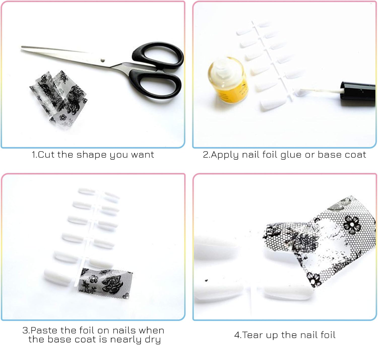 100 Sheets Nail Foil Transfer Sticker Kit, Bagvhandbagro Nail Art Decals Nail Foil Tips Starry Sky Laser Flower Leopard Print Adhesive Transfer Foils Stickers DIY Nail Art Decorations Nail Supplies : Beauty & Personal Care