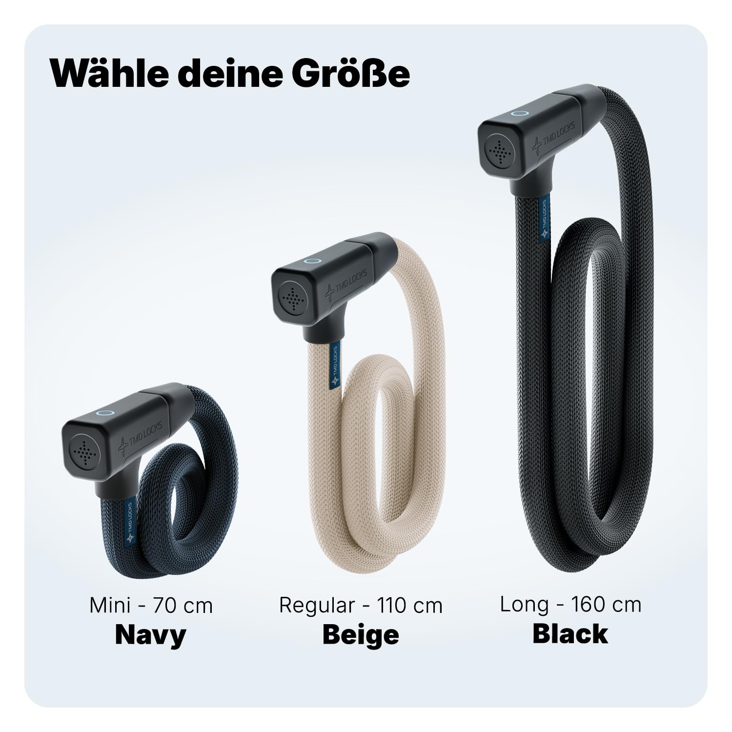 TMD Smart - Lucchetto a catena Keyless con allarme da 100 dB, certificato ART 2, app Bluetooth, antifurto per e-bike, con custodia in silicone, 70 cm, beige