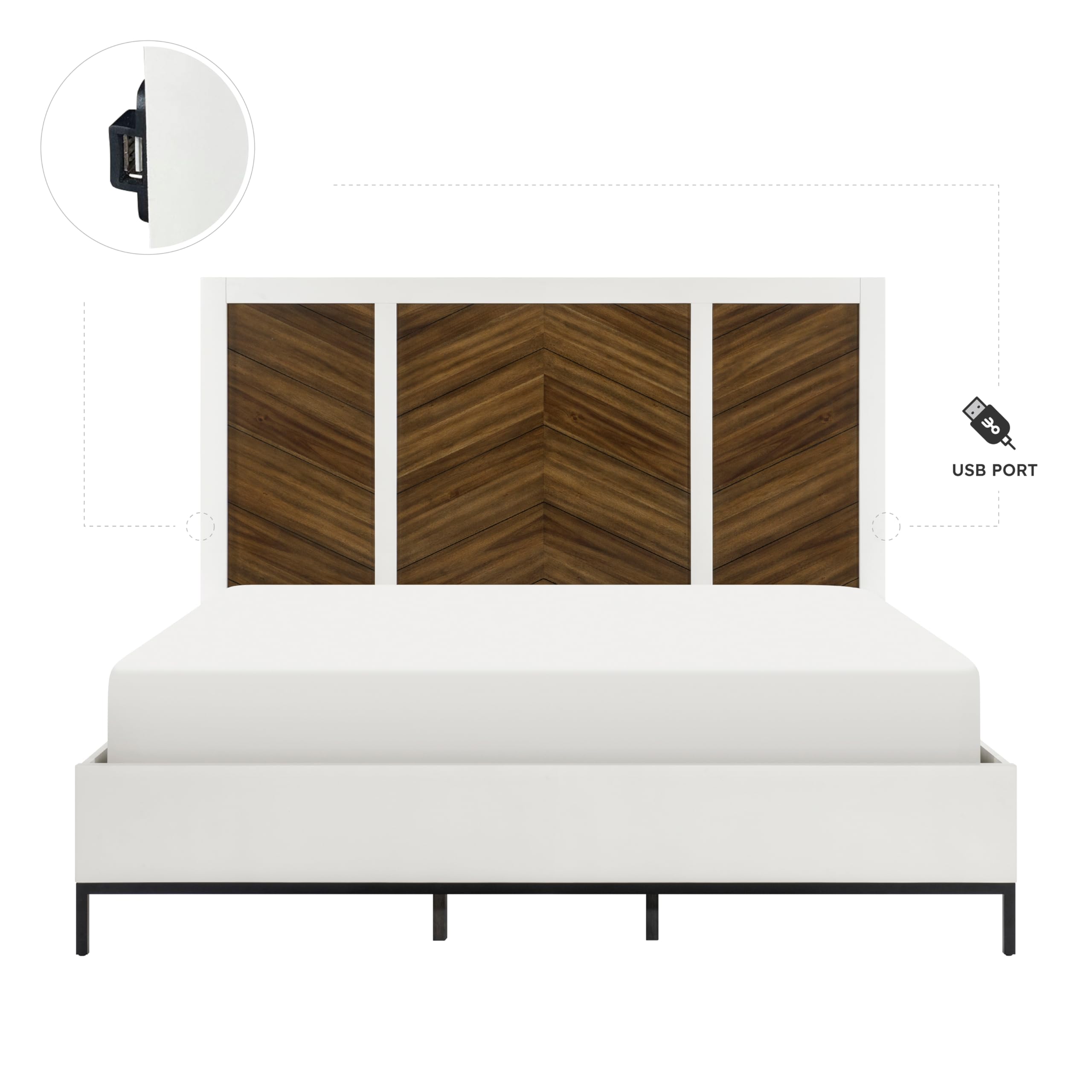 Amazon.com: Generic Beautiful White and Walnut Finish King Bed 1pc