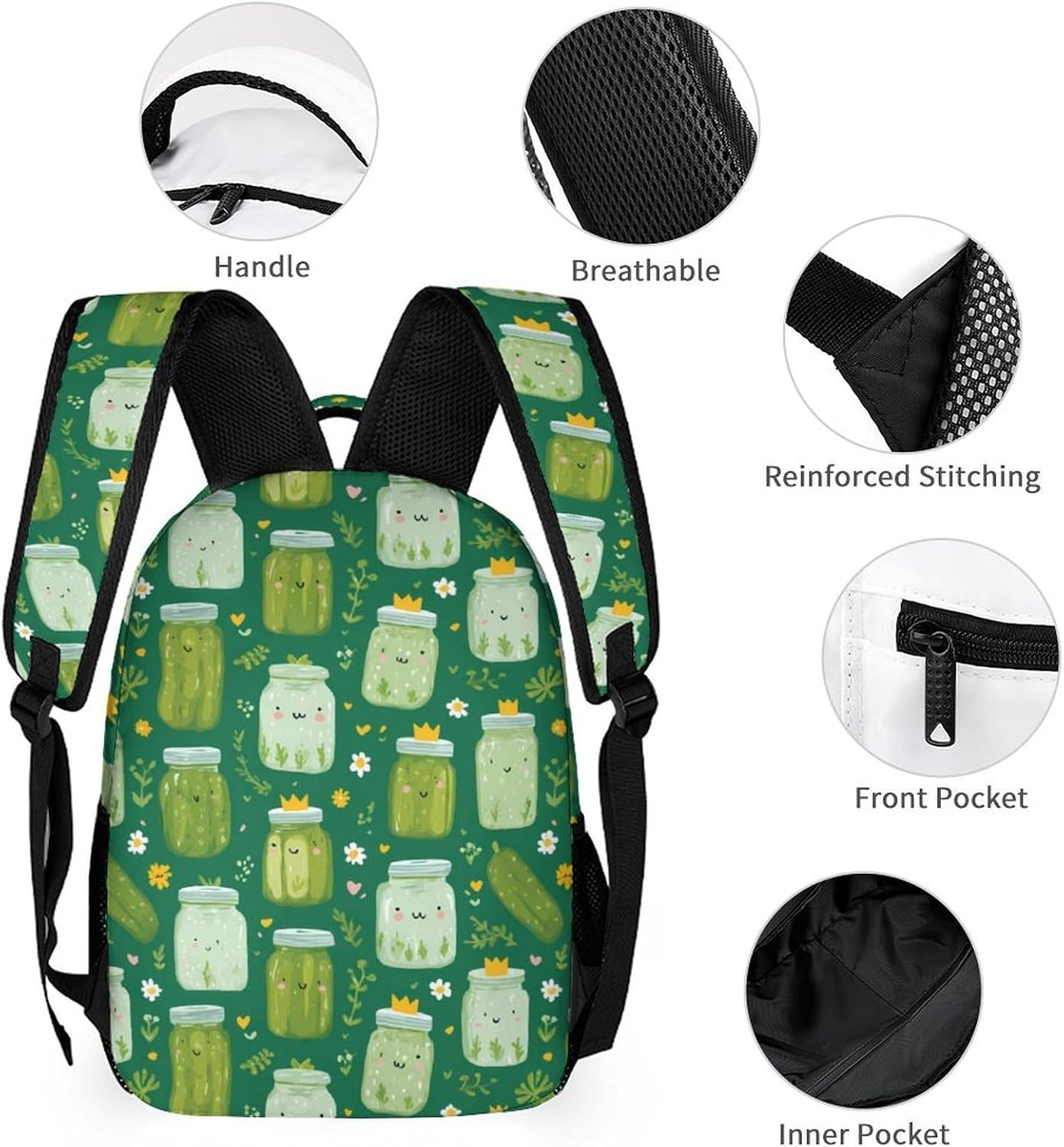 Funny Pickles Queen1 Novelty Backpack Set with Lunch Bag Pencil Cases image 3