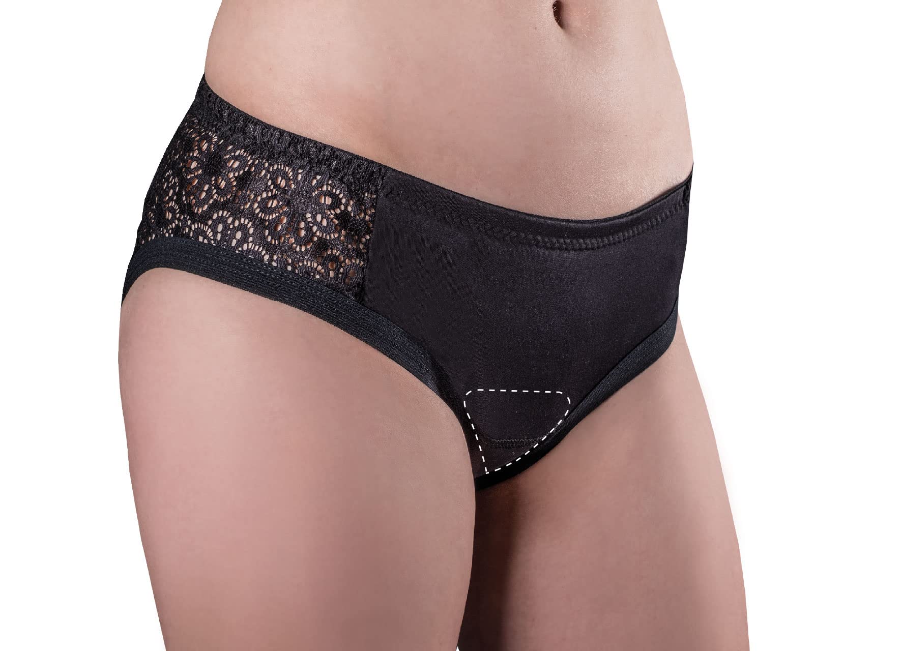 Suprima Viva! Easy 1290 Culotte pour femme avec dentelle et insert ventouse Noir Taille XL