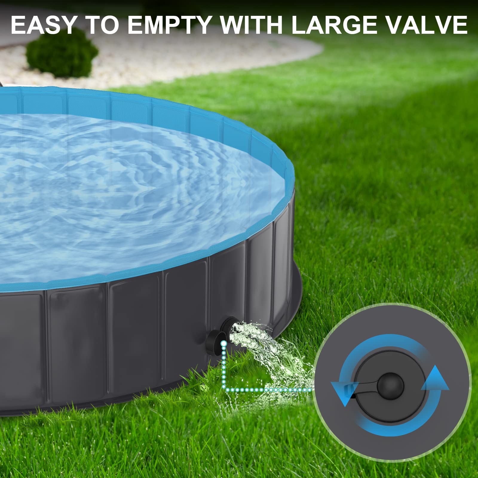 Piscine pour Chien Pliable, PVC Chien Piscine Baignoire Bassin pour Animaux Antidérapant Bassin de Baignade pour Chiens et Enfants, Gris Foncé, 160 x 30 cm