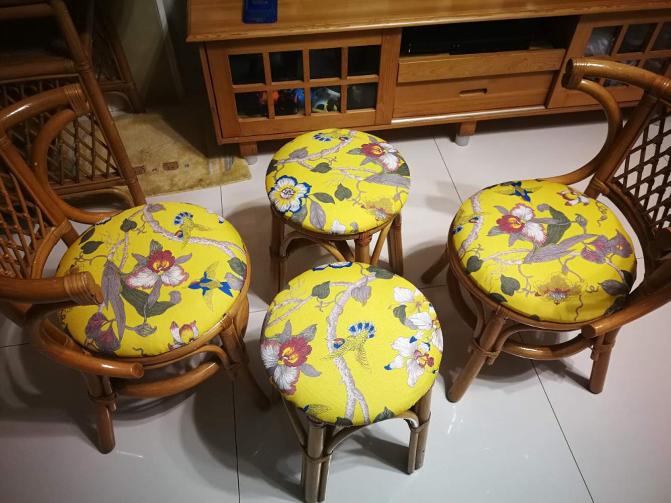 Tissu Polyester Mélange Lin Imprimé Floral - Pour Housses De Canapé, Coussins, DIY - Largeur 46-59 Pouces