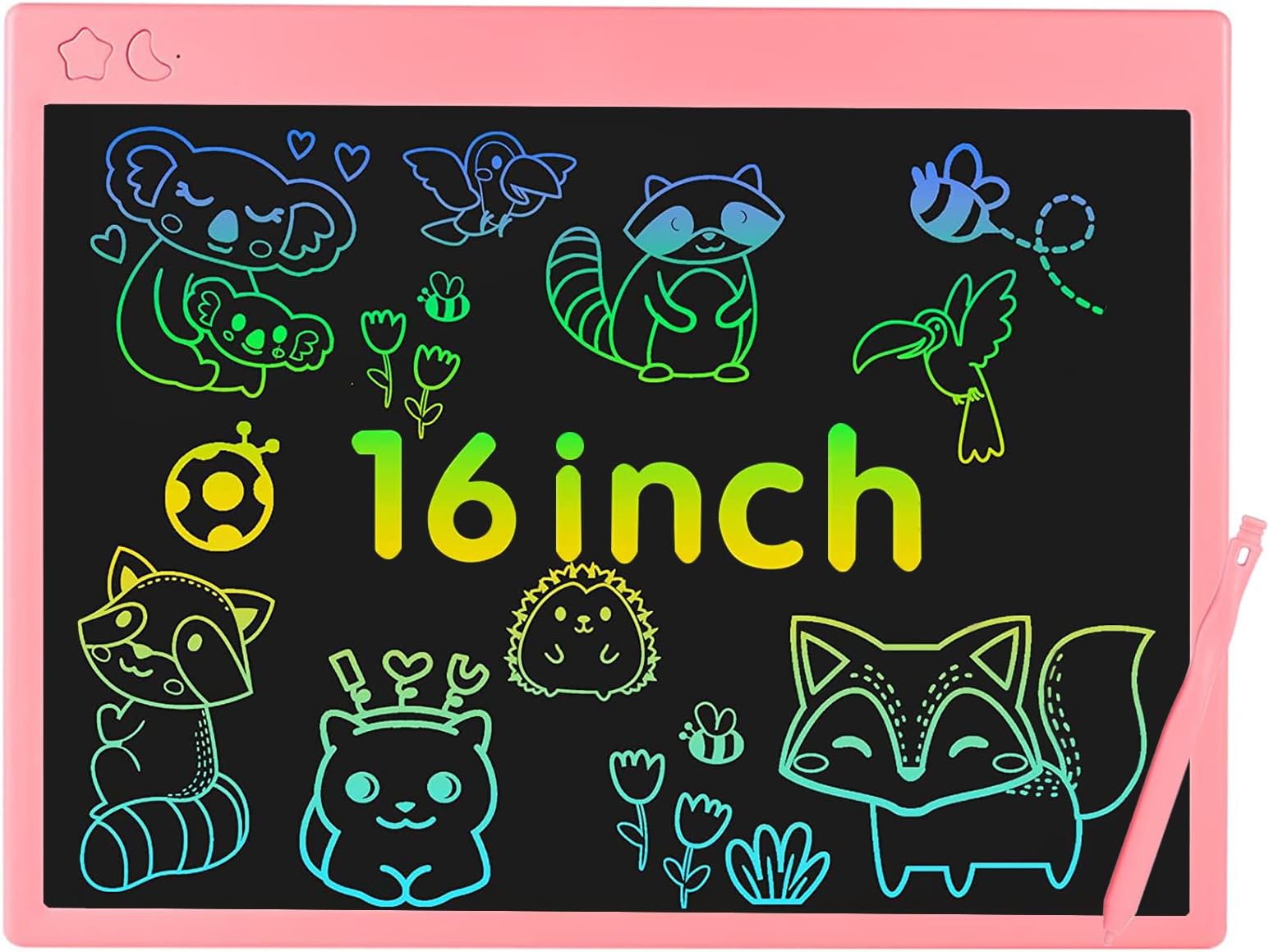 - proffisy Plastic Colourful Screen LCD Writing Tablet 16 Inch USB Rechargeable Electronic E-Note Scribble Board for Kids and Adults at Home (Pink)