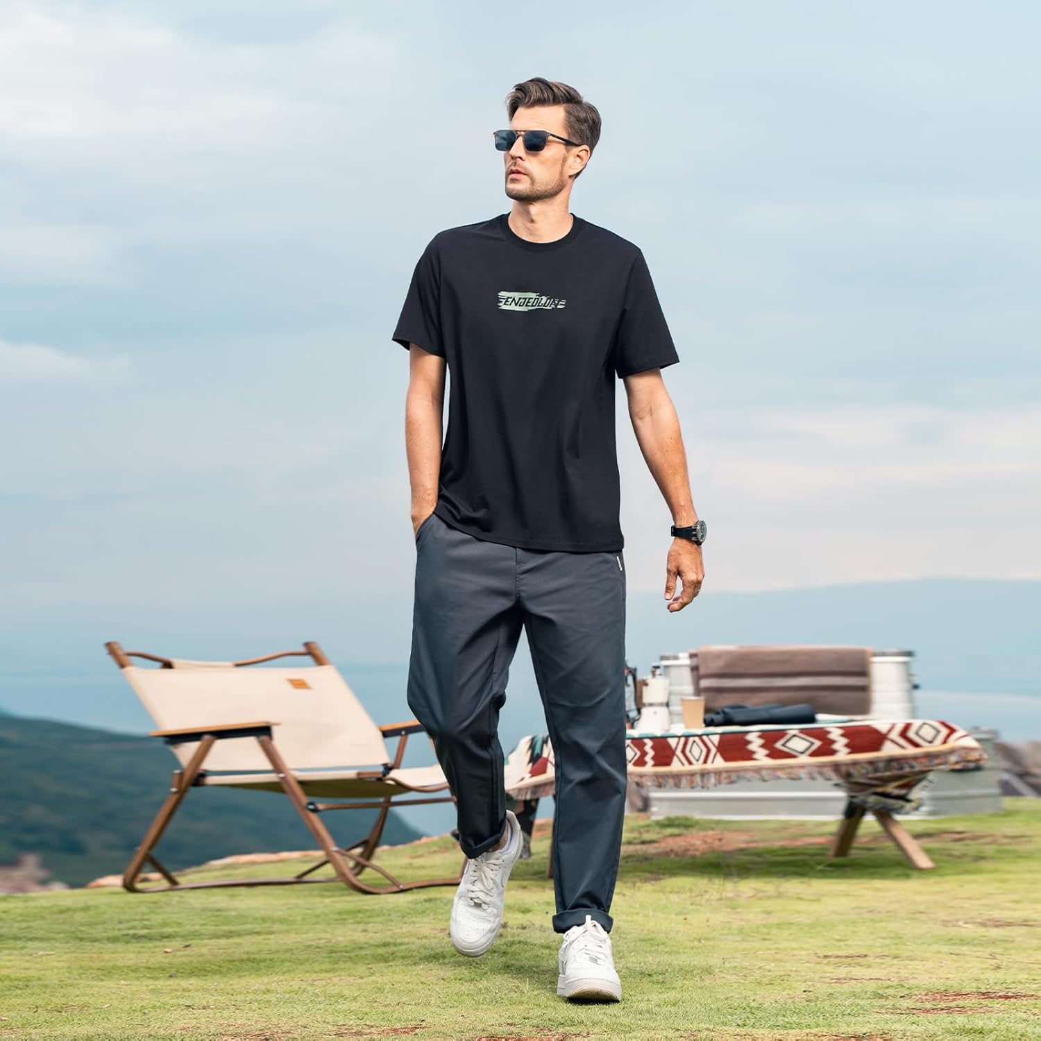 Men's Print T Shirts Soft Comfortable Classic Top Black 3X-Large - Image 7