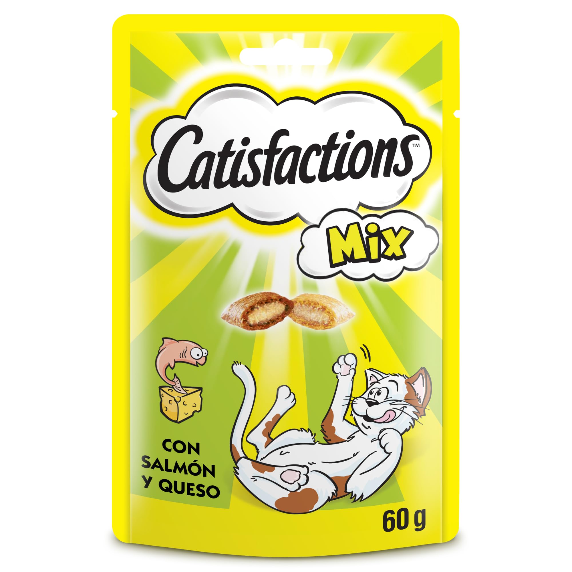 Catisfaction Premios para Gatos, Sabor Mixto de Queso y Salmón (60g)