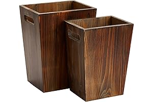Rustic Wooden Trash Cans for Home or Office - 2 Piece Set