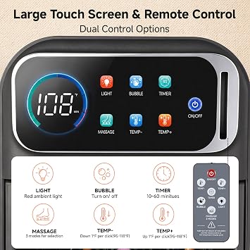 AAOBOSI Collapsible Foot Bath with Heat, Foot Massager Spa Soaking Tub | with Bubble, Remote Control, Temp Control, 30 Motorized Shiatsu Massage Balls, Pedicure Spa at Home for Stress Relief (Grey)