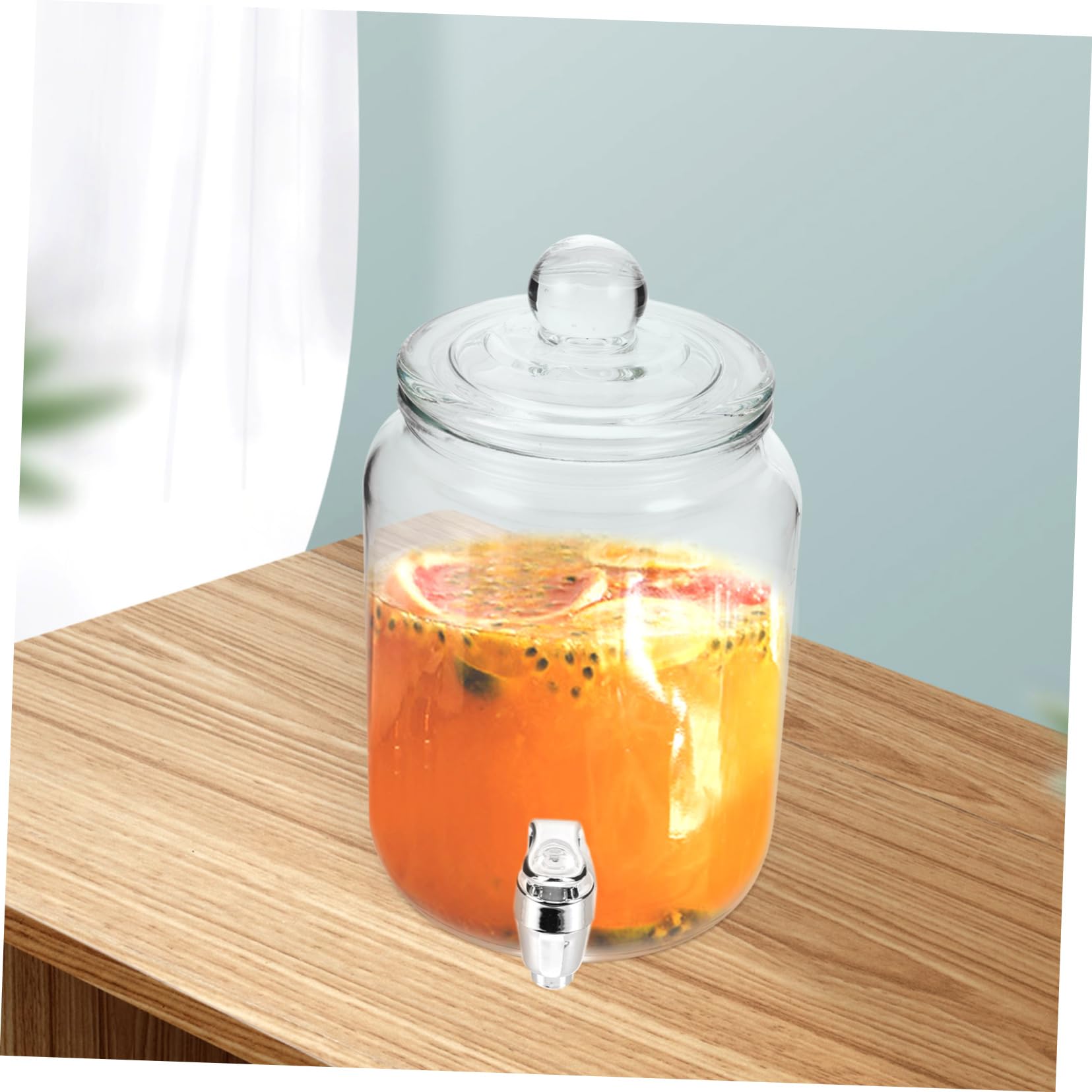 ULTECHNOVO Dispensador de Bebidas con Grifo de Vidrio Claro, Botella para Almacenar Vino con Diseño Simple y Práctico, Adecuado para Uso en Casa o Eventos
