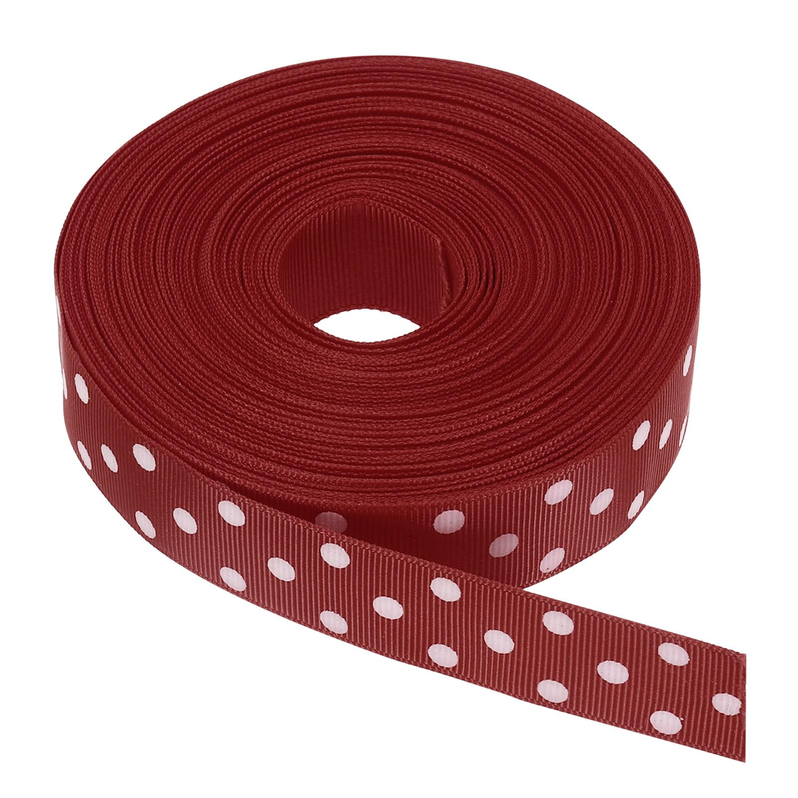 sourcing map Grosgrain Ribbons 25 Yards 1 Inch Wine Red with White Dots Ribbon Bow Decoration for Crafts Gift Wrapping Wedding DIY Handmade