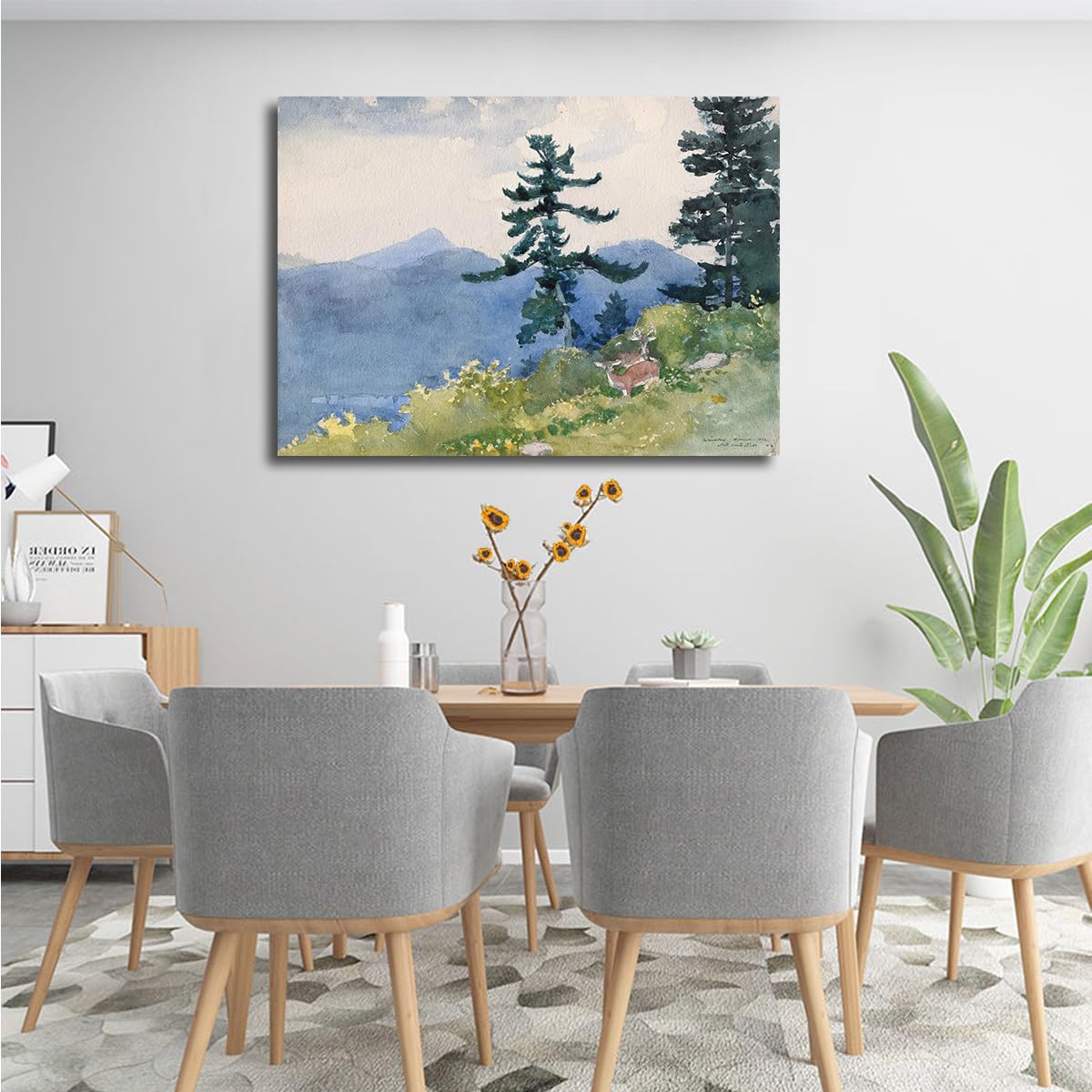 North Woods Club, Adirondacks Winslow Homer obraz ścienny na płótnie piękny krajobraz obraz na płótnie wydruki na płótnie do salonu w domu 60 x 90 cm rama wewnętrzna