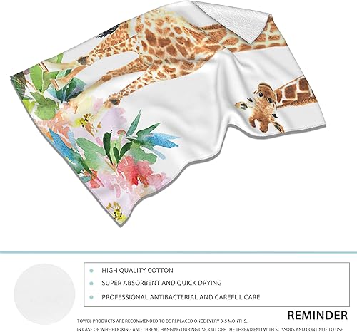 Miniatura 3 de CXULIN Paquete de 2 toallas de mano para baño, divertidas toallas decorativas de jirafa con flores, toallas suaves altamente absorbentes para baño,
