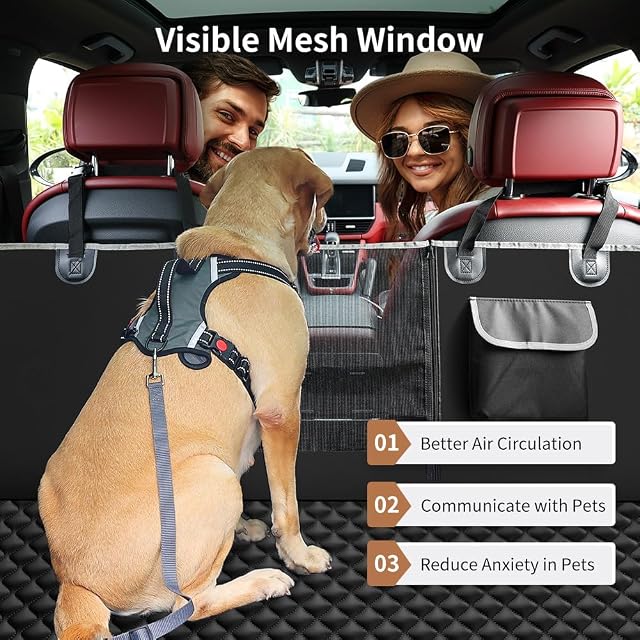 Foto 4 de 8 de KYG Funda Coche Perro Protector Asiento Impermeable Antidesliante Con Ventana de Malla Visible Para Asiento…