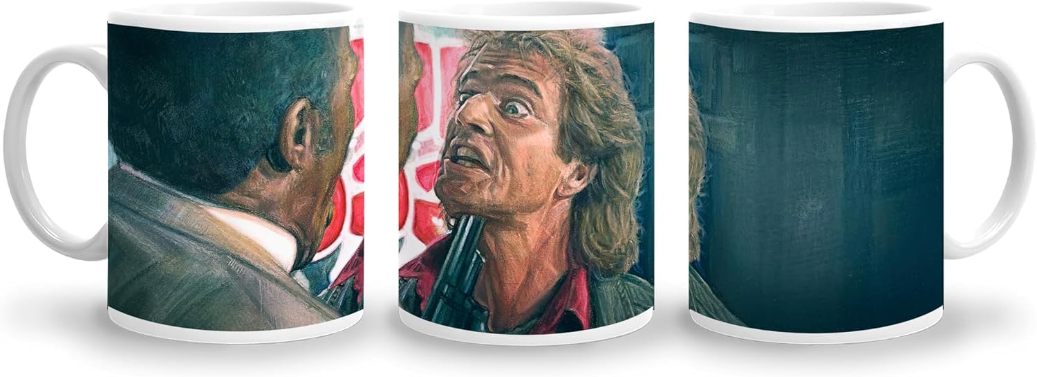 Lethal Weapon Martin Riggs Awesome Coffee Mug, Mel Gibson Fan Art, 80's Action Movie Lover Gift for Dad, Film Buff Colored Pencil Drawing Father's Day (15 oz. Ceramic Mug)